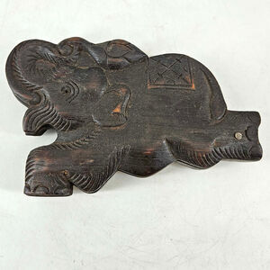 Antique Folk Art Elephant Wood Carved Apothecary Opium Scale Case Box